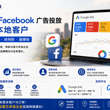 Google Ads and Facebook Ads Services in Maryland – HongBoost 16:9 横版宣传图，展示 Google Ads、Facebook Ads、Meta 广告投放、本地获客、广告优化及数字营销服务。