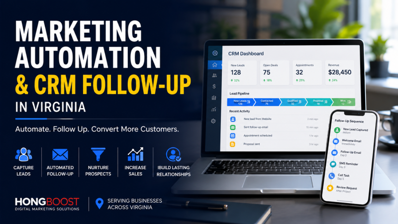 Marketing Automation and CRM dashboard for automated lead follow-up and customer management in Virginia