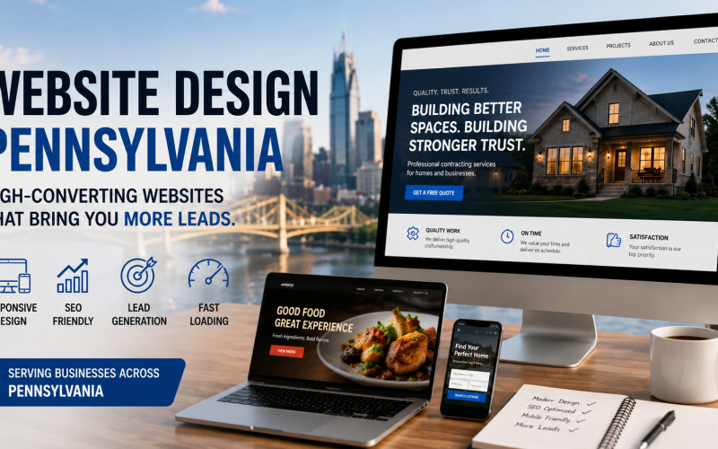 Website design Pennsylvania for local businesses with responsive website on desktop and mobile devices