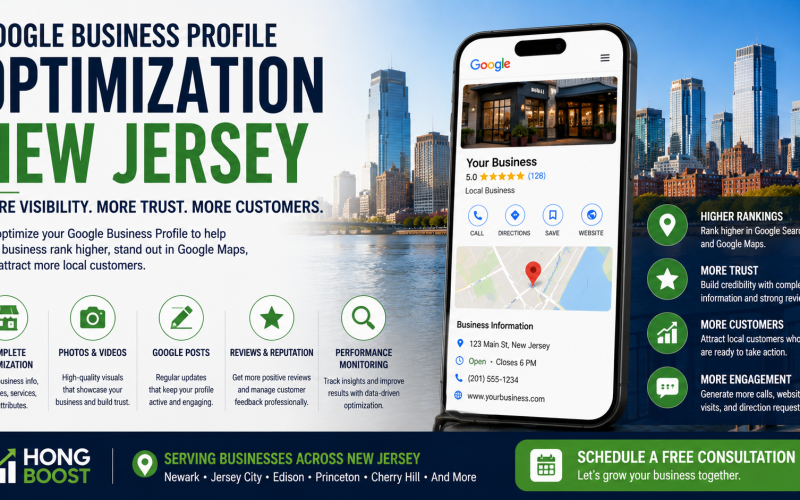 Google Business Profile Optimization New Jersey showing Google Maps listing and local business profile optimization